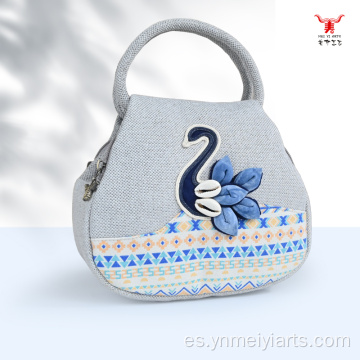 Bolso de algodón hecho a mano con cisne 3D de estilo bohemio para mujer Dialy